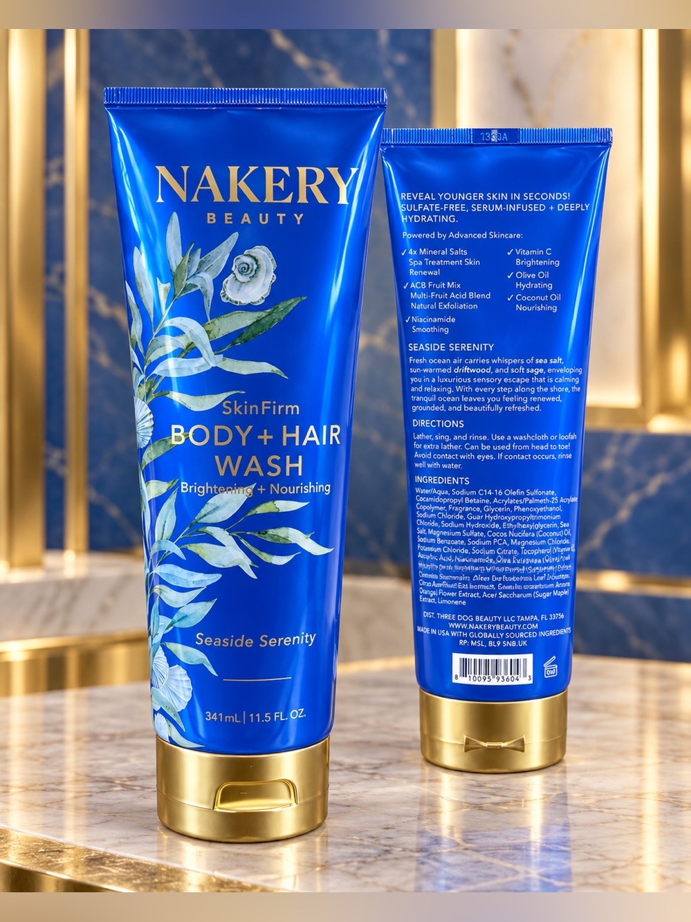 Nakery Beauty SkinFirm Body + Hair Wash Seaside Serenity 11.5 oz